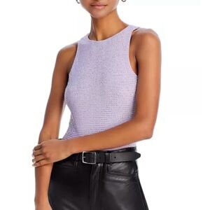 Endless Rose Rhinestone Lilac Purple Sleeveless Mesh Bodysuit LARGE